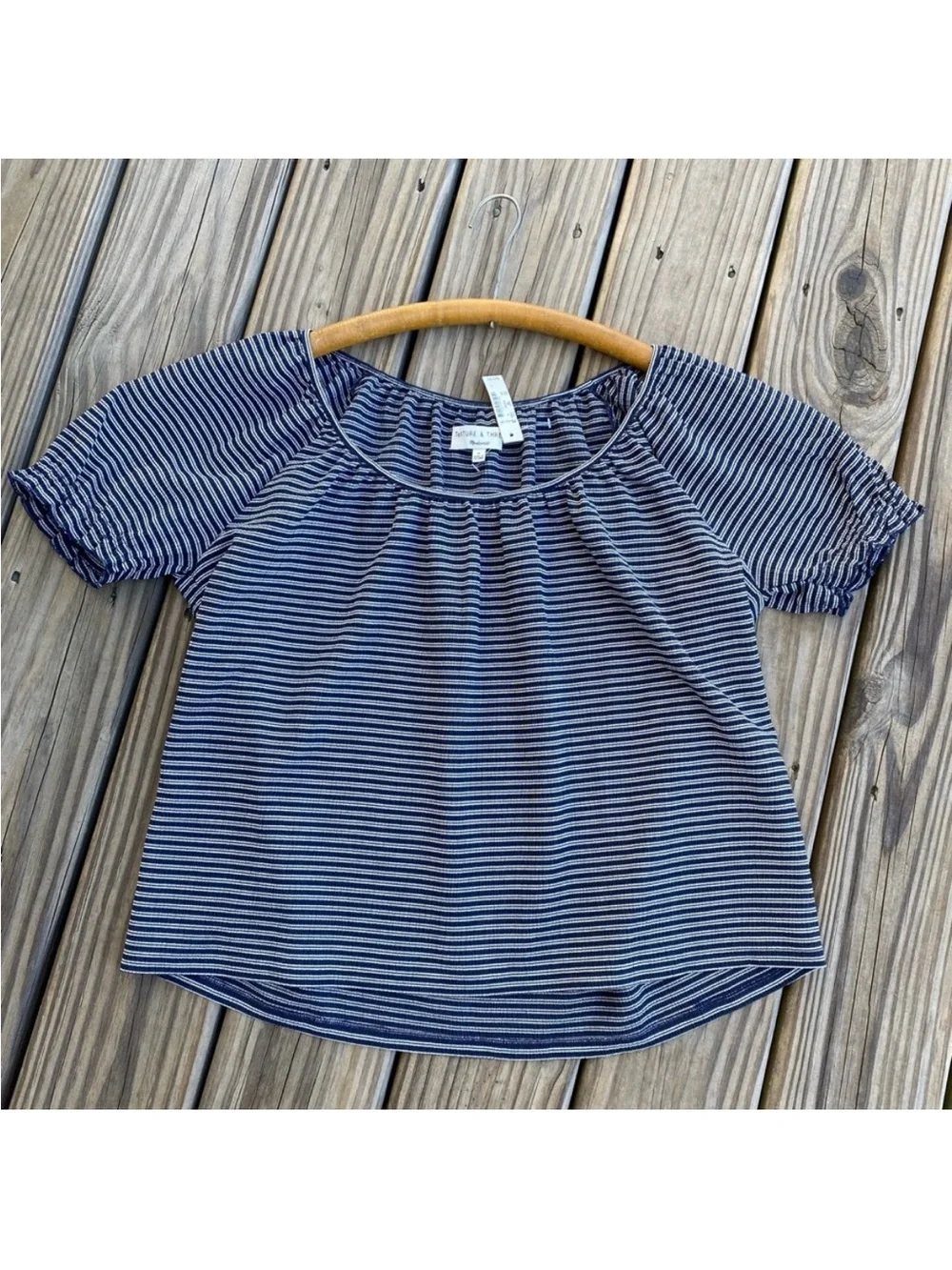 Madewell Texture & Thread Peasant Top in Stripe